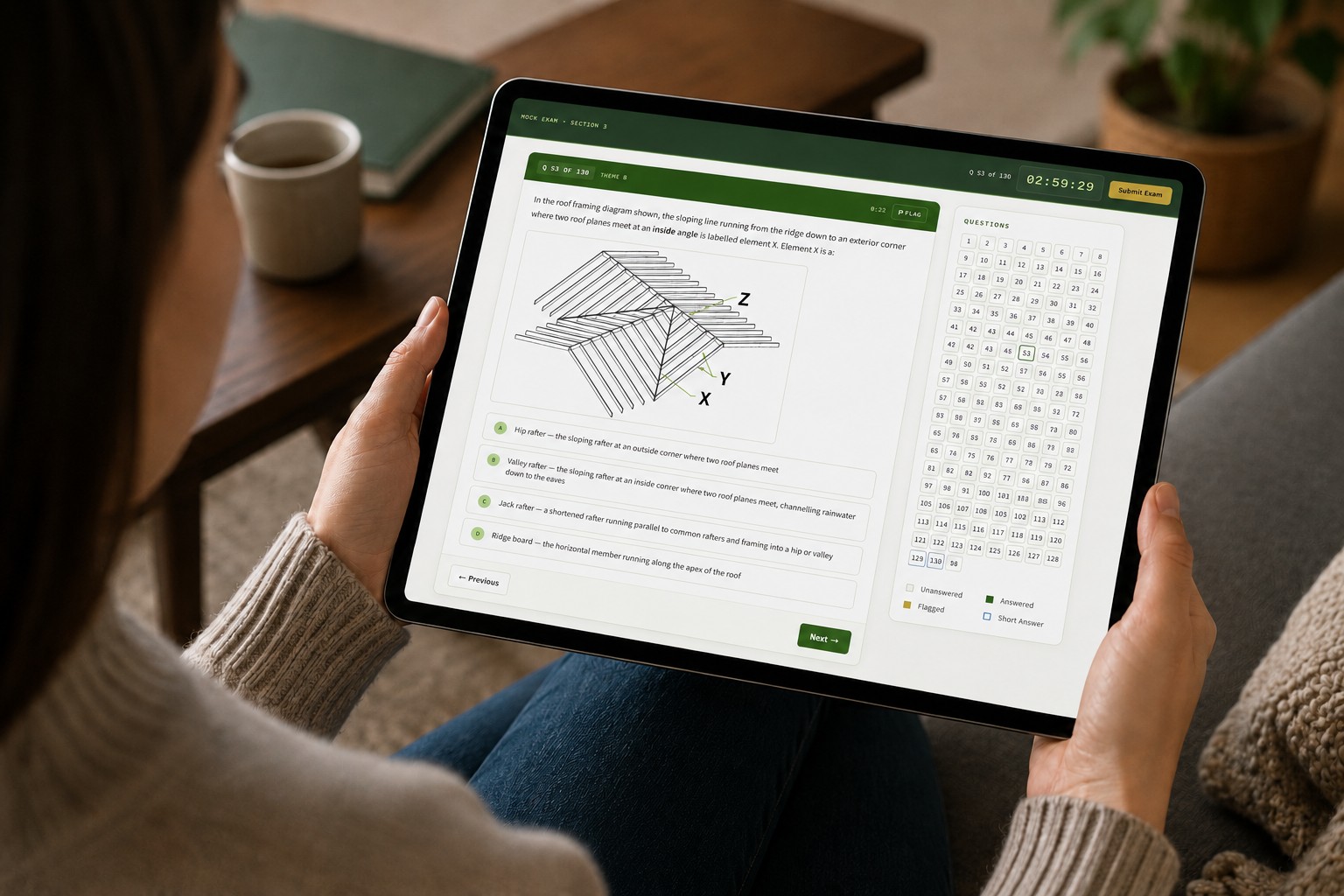 IFI mock exam on tablet
